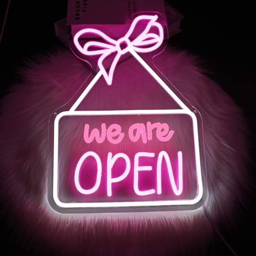 We are Open Pink Neon Sign Business Store Shop Led Neon Lights Signs for Wall Decor USB Powered Led for Room Decoration