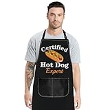 JNIAP Hot Dog Apron With Pockets Hot Dog Lover Gifts Hot Dog Chef Apron Fast Food Apron Hot Dog Maker Apron (Hot Dog Expert)