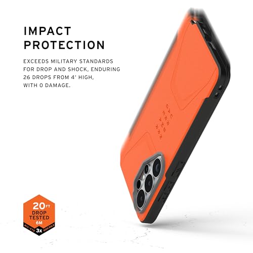 Image of Urban Armor Gear UAG Designed for Galaxy S26 Ultra 5G Case, Civilian - Compatible with Magnetic Charging Anti-Slip Rugged Military Drop Tested Protective Cover - Orange