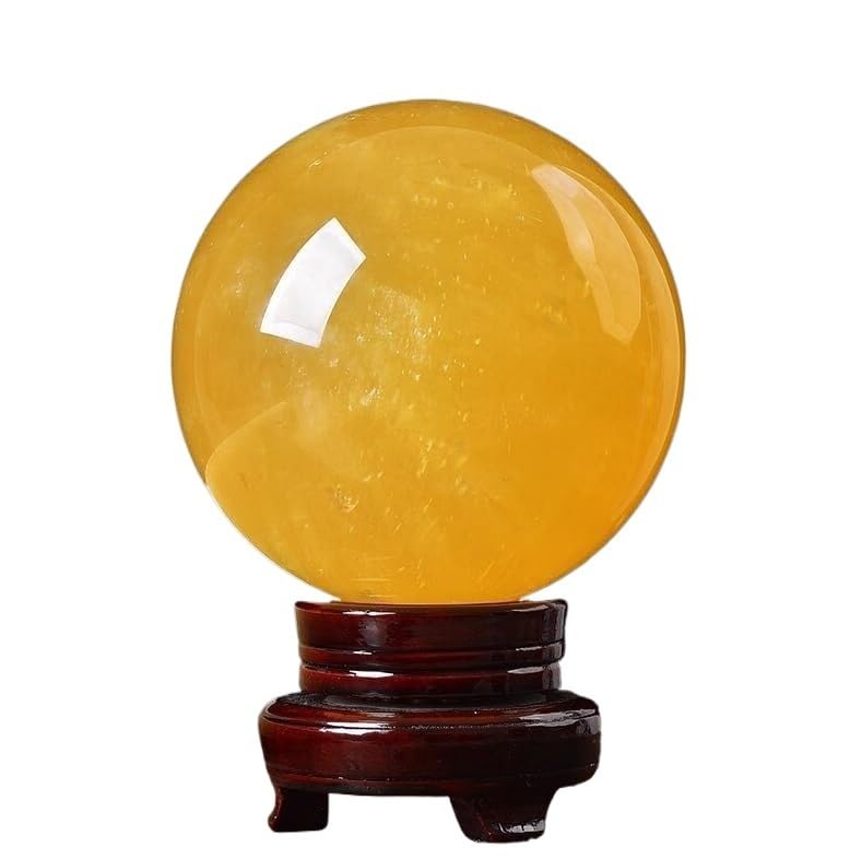 Bola de cristal de citrino auténtico tallada a mano con soporte exclusivo