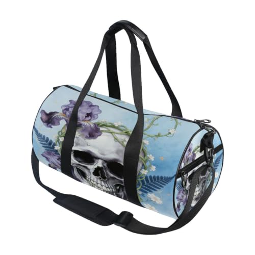 Bolsa de gimnasio ligera con calaveras y flores para organizar tu deporte