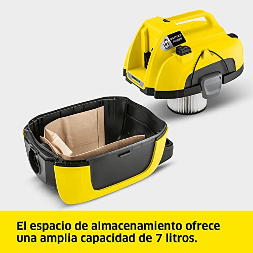Miniatura 4 de Kärcher 18 V Aspirador Multiusos Wd 1 Compact, Aspirador En Seco Y Húmedo, Filtro De Cartucho, Manguera: 1,20 M, Depósito: 7 L, Potencia: 230 W, Compatible Con Batería 18 V Kärcher, Batería No Incl.