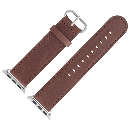 Uhrenarmband Für Apple Watch 38mm Leder Mit Naht Glatt Matt Braun Series 1 2 3 4