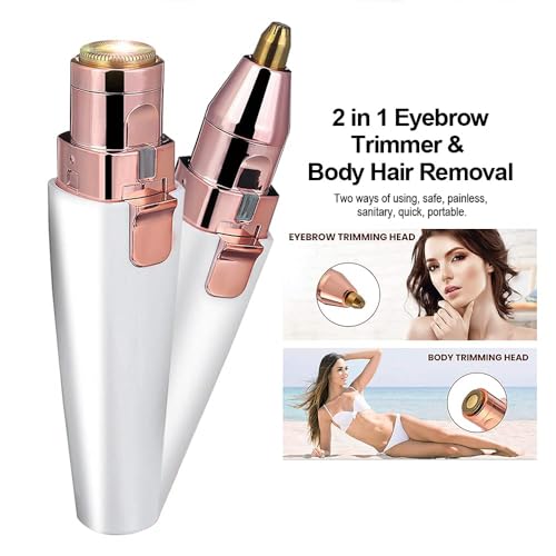 Image of Facial Hair Removal Machine for Women - 2 in 1 Trimmer & Eyebrow Trimmer Pen, Upper Lip Hair Rem over for Women & Epilator - USB Rechargeable, Painless (White)