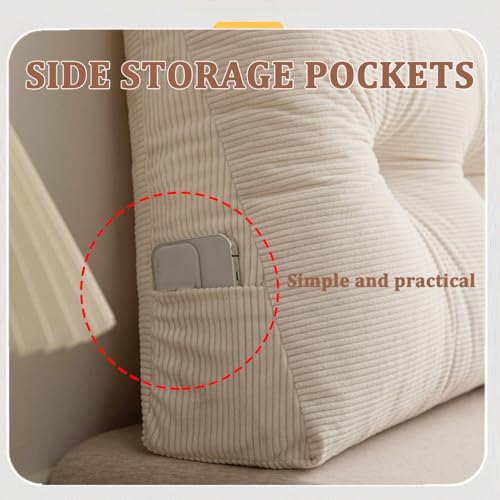 Coussin de lecture pour lit lavable grand format biseauté rose - 5