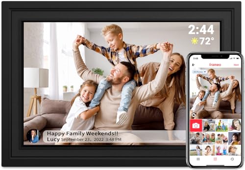 YEMSD 10.1' WiFi Digital Picture Frame, Auto-Rotate, 1280x800 HD IPS Touchscreen Digital Photo Frame, Wall Mountable, Share Photos and Videos Remotely via Frameo APP, Surprise Gifts (Black)