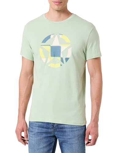 JEEP J Man T-Shirt Star Fading Colors Large Print J24s Malla de Manga Corta, Pale Jade, M para Hombre