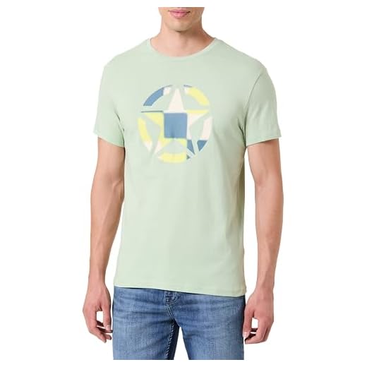 JEEP J Man T-Shirt Star Fading Colors Large Print J24s Malla de Manga Corta, Pale Jade, M para Hombre