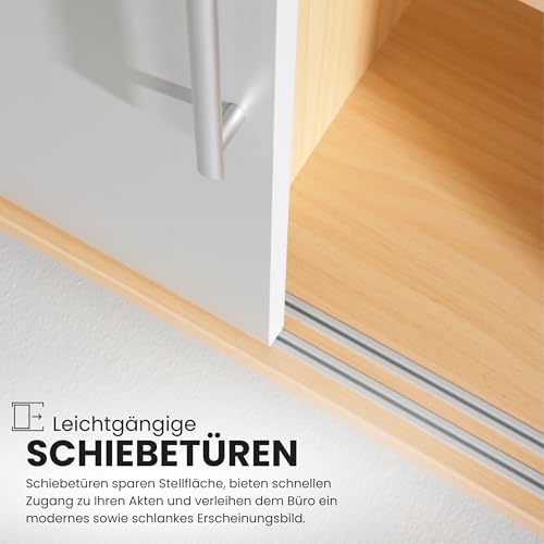 Mehrzweckschrank Bümö Schiebetürenschrank mit Schloss für Büro
