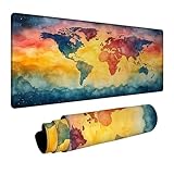 Tappetino Mouse Mappa del mondo Tappetino Mouse Gaming Paesaggio, Mousepad Bordi cuciti Precisione e Velocità Migliorate per Pc Portatile Tastiera Gaming Ufficio Arredamento Casa 300x600x3mm DBYH-3765