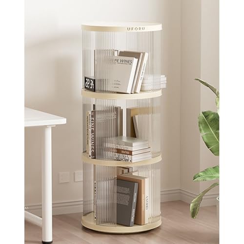 Estantería de pie de 360° blanca para organizar libros en el salón