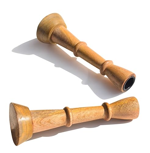 Image of Pure Source India Wooden Candle Holder for Taper Candles, Natural Mango Wood Vintage Style 20cm Tall Candle Stand for Fireplace Dining Table Centrepiece, Decorative Item for Home
