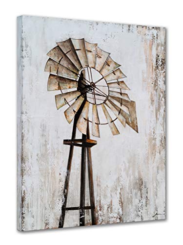 Bring Rustic Charm to Your Walls with Textured Windmill Art