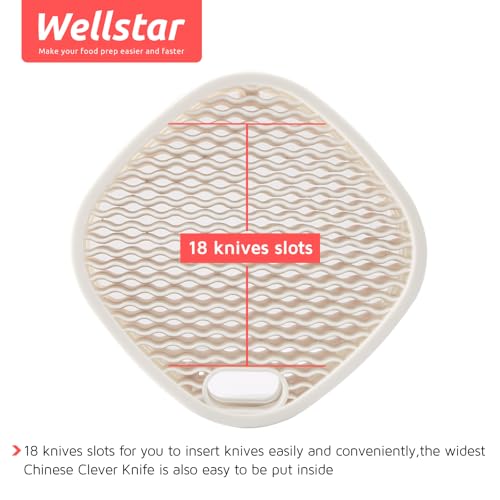 Universal Knife Block Holder for Kitchen, WELLSTAR Knife Stand without Knives, Safe Space Saver Large Volume Stable Knife Storage with Scissors Slot, Detachable for Easy Cleaning – Off-White
