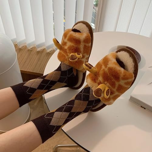 Cute Giraffe Slippers for Women Indoor Cozy Winter Warm House Shoes Non Slip Open Toe Plush Cotton Gifts Home Slides Fun Animal Themed Soft Fleece3