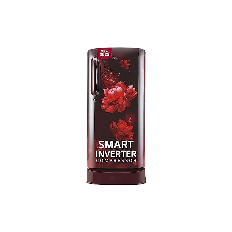 LG 185 L 5 Star Inverter Direct-Cool Single Door Refrigerator (GL-D201ASCU, Scarlet Charm, Base stand with drawer)