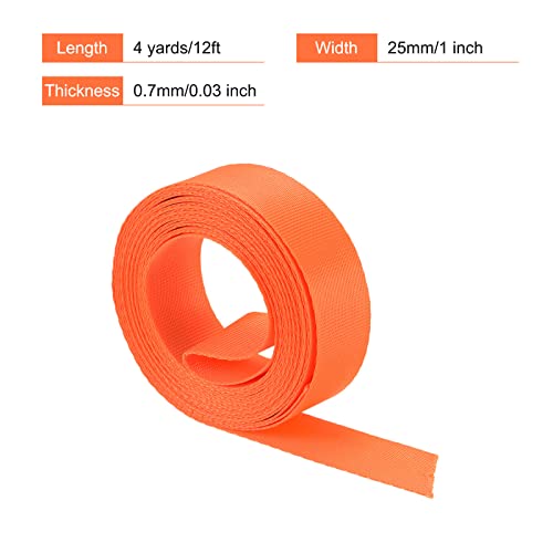 Image of MECCANIXITY Flat Nylon Webbing Strap 1 Inch 4 Yards Bright Orange for Backpack Cargo Strap Luggage-rack