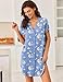 Ekouaer Teddy Bear Nightgown V Neck Button Down Sleepshirts Blue Teddy XL