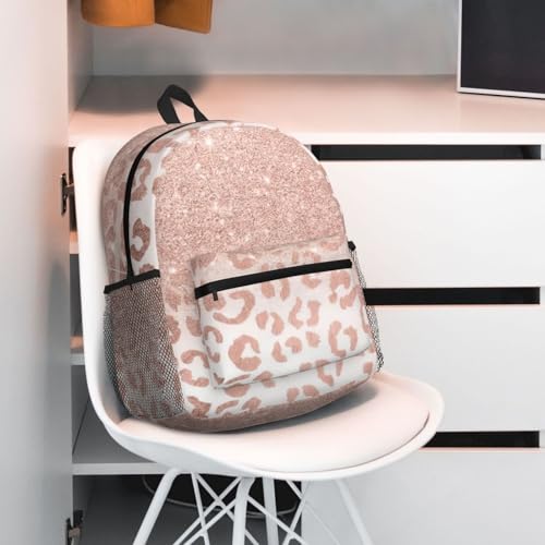 Sac à dos confortable et ultra léger au look rose doré pailleté - 6