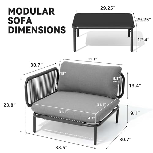 Image of Crestlive Products Outdoor Patio Furniture Set with Coffee Table, 6 Seater Modular Oversized Patio Conversation Set with Cushions, Modern Sectional for Backyard, Deck, Porch, or Poolside