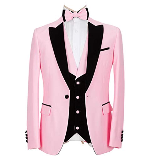 Mens Fashion Velvet Peak Lapel Men Suit 3 Pieces Blazer Velvet Rolled Collar Vest Pant Party Tuxedo