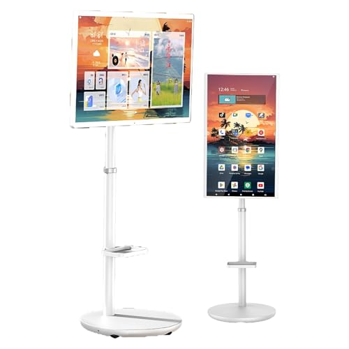 Smart Portable Android 13 32 Pouces, TV sur roulettes,pour Soirée Cinéma Famille, Full HD Smart TV Tablette, Support Réglable