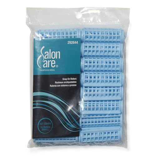 Salon Care Small 1/2 Inch Blue Snap On Rollers 16 Count