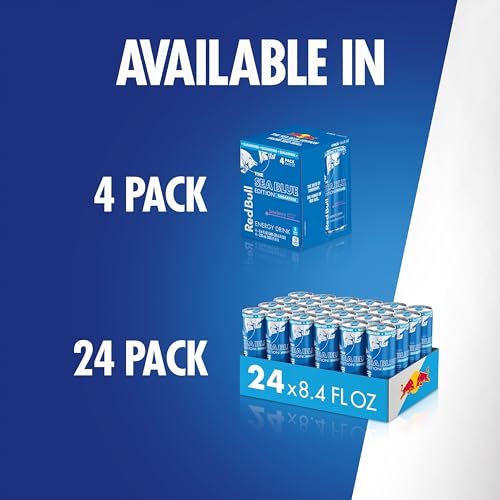 Image of Red Bull Sea Blue Edition Sugar Free Energy Drink, Juneberry, 8.4 fl. oz., Pack of 12 cans, with 80mg Caffeine, Taurine & B Vitamins