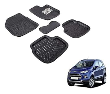 Auto Hub 3D Plastic Car Floor Foot Mat Compatible for Ford EcoSport (Model : 2014-2019) - Black