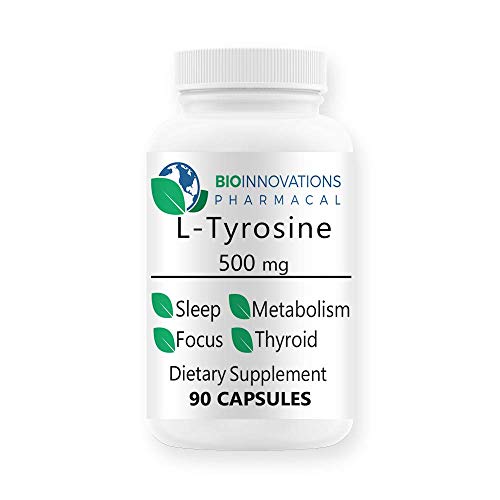 Bio-Innovations Pharmacal L-Tyrosine 500 Mg Amino Acid For Sleep, Thyroid Support, Memory Cognitive Health, Metabolism, Supports Optimal Adrenal Function, Supports Healthy Stress Response 90 Capsules #TOP3