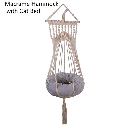 Doralus Macrame Cat Hammock Boho Interior Cat Bed (Beige) #TOP1