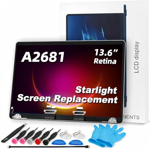 Image of JYY A2681 Screen Replacement for Mac14,2 MacBook Air 13.6 inch M2 2022 A2681 EMC 4074 13.6 inches 2560x1664 Full LCD Screen Display Complete Assembly(Starlight White)