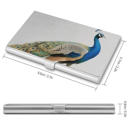 Metal Business Card Holder Ultra Slim - Green Peacock Professional Aluminum Alloy Card Case with Magnetic Closure, Compact ID Credit Card Organizer Wallet for Men Women2