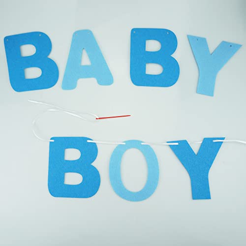 Fazhbary 2 Pack Blue Baby Boy Banner Felt Baby Shower Banner Baby Boy Sign Reveal Party Supplies Decorations #TOP4