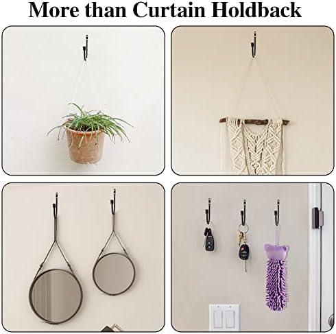 Lam-lord Curtain Tieback Hooks, Heavy-Duty Black Metal Drapery Tieback Hooks Wall Mounted Drape Holder for Voiles Curtain Holdback (size:2 Pairs)