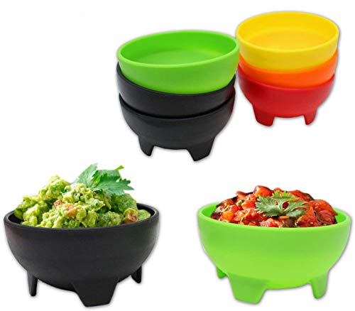 Pro Image Salsa Bowls Set | Mexican Serving Dish For Salsa, Guacamole, Dips, Sauces, Snacks, Dessert | 4.5” Color Plastic Salsa Bowls (6 Pack)