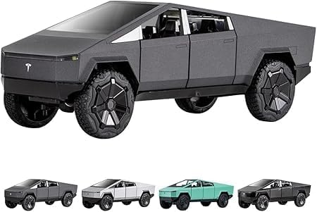 Image of DREAMY DEN Tesla Cyber Truck 1:36 Scale Model Car | Alloy Metal Pull Back Die-Cast Toy Car with Openable Doors, Light & Music | Mini Collectible Vehicle for Kids (3+ Years) | Color as Per Stock