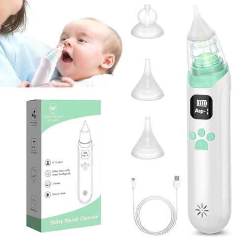 Electric Baby Nose Cleaner 3 Silicone Tips and 3 Cleaner Levels Anti-Backflow for Newborns Toddlers with Music and Light