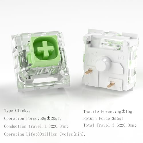 Image of Kailh Box Jade Switches for Mechanical Gaming Keyboard,3-Pin 50gf Clicky /lubed /Dust&Waterproof Switches(108Pcs,Kailh Box Jade)