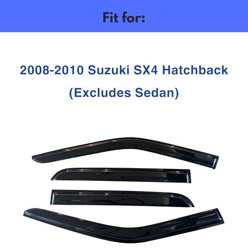 Image of IG Window Visors Fit for 2008-2010 Suzuki SX4 Hatchback, Out-Channel Rain Guards Vent Wind Deflectors 4PC, Car Accessories for 08-10 Suzuki SX4 Hatchback (Excludes Sedan)