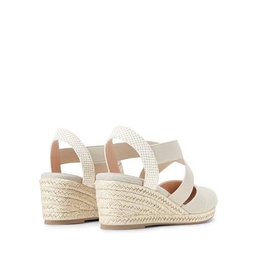 Image of DREAM PAIRS Womens Close Toe Espadrilles Platform Slip on Elastic Criss Cross Straps Dressy Wedges Sandals