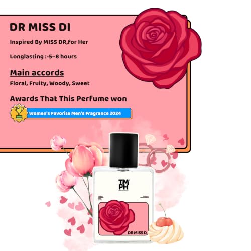 Image of TMPerfumehouse DR MISS D EDP for Women | Floral, Rosy & Long Lasting Perfume Spray | Vanilla, Rose & Floral Fragrance | Luxury Gift for Her | TMPH | 50ml