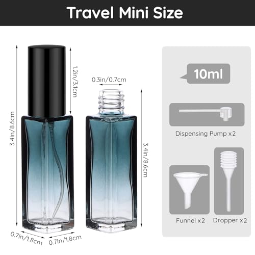 Segbeauty 10 Pack 0.34oz Empty Travel Cologne Sprayer, 10ml Multi-color Refillable Glass Perfume Atomizer Colorful, Portable Cologne Dispenser Spray Bottle Travel Size Sprayer Perfume Making Container