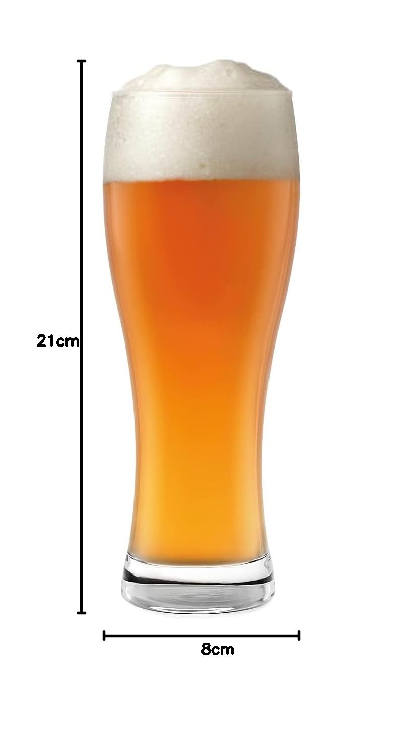 H&H – Set 6 Bicchieri Birra Weizen 500 ml in Vetro Trasparente, Eleganti e Capienti, Ideali per Birra o Bibite, Uso Domestico e Professionale, Lavabili in Lavastoviglie