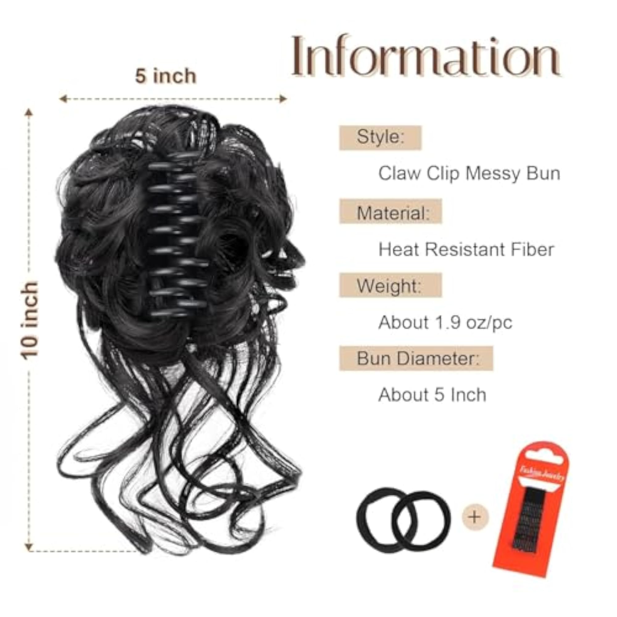 Women's Wavy Curly Claw Messy Bun Hair Extension Clip
