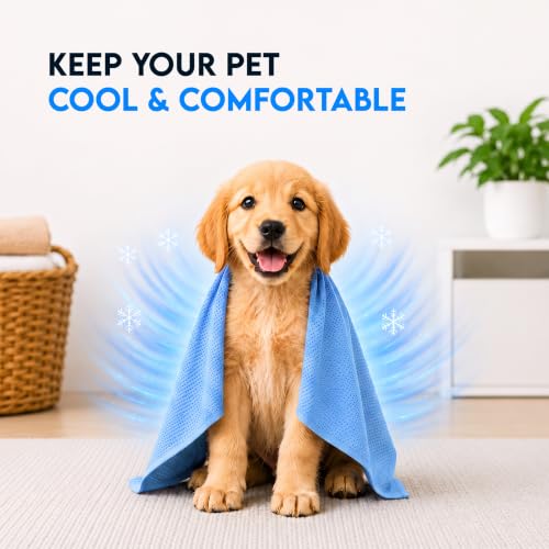 Image of Basil Microfiber Ultra-Soft, Quick-Absorbent & Cooling Towel for Pets, Eco-Friendly, Fast-Drying Bathing Towel for Dogs & Cats of All Breeds, Perfect for Travel & Outdoor Uses, Blue 1pcs 66L x 43W CM