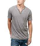 Lucky Brand Men's Venice Burnout Notch Neck Tee Shirt, Frost Grey, Large
