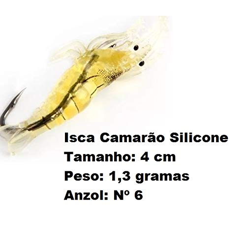 Kit 10 Isca Camarão Silicone 4cm Pesca Esportiva Super Realista Barato Liquidação Top