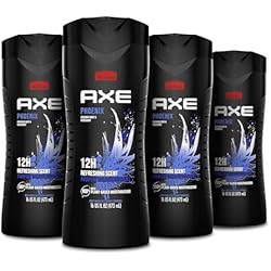 1 من غسول الجسم AXE Phoenix 4 Count 12h برائحة منعشة بنكهة النعناع المطحون وإكليل الجبل للرجال مع مرطبات نباتية 100% 16 أونصة