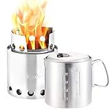 Solo Stove & Pot 900 Combo: Ultralight Wood Burning Backpacking Cook System. Lightweight Kitchen Kit...